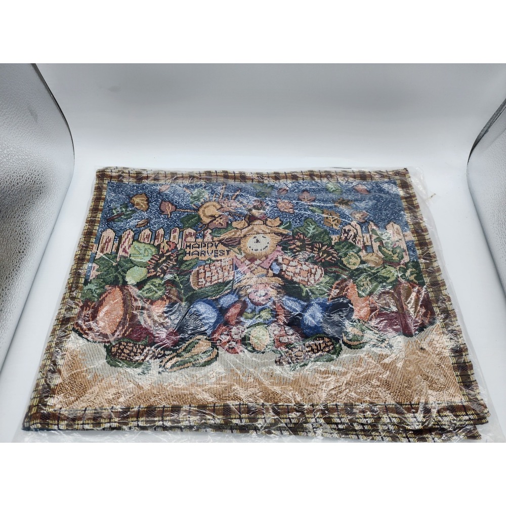 Happy Harvest Scarecrow Tapestry Placemats Set of 4 Fall Autumn Thanksgiving